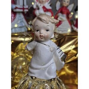 Cute Choir Boy Christmas Miniature Vintage Figurine White Dress 1950s WALES Jpn